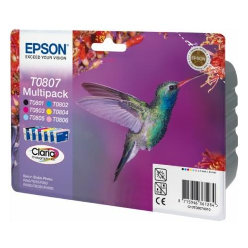 Epson atramentová náplň čierna / azúrová / magenta / žltý / azúrová fotografiegrafia / magenta fotografie (C13T08074011 / T0807) (multipack)