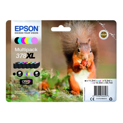 Epson atramentová náplň čierna / azúrová / magenta / žltý / azúrová fotografiegrafia / magenta fotografie (C13T37984010 / 378XL) (multipack, high capacity)