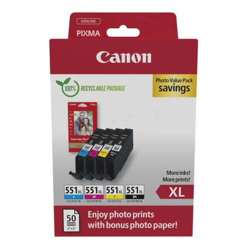 Canon atramentová náplň / fotopapier čierna / azúrová / magenta / žltý (6443B006 / CLI551XL) (multipack, high capacity)