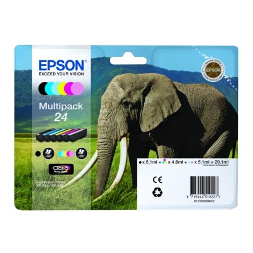 Epson atramentová náplň čierna / azúrová / magenta / žltý / azúrová fotografiegrafia / magenta fotografie (C13T24284011 / 24) (multipack)