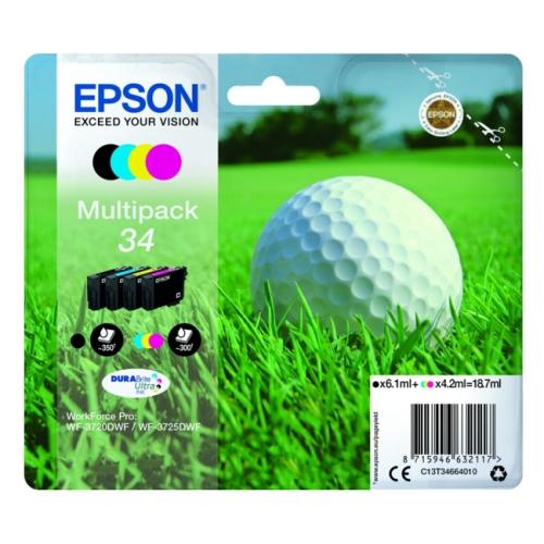 Epson atramentová náplň čierna / azúrová / magenta / žltý (C13T34664010 / 34) (multipack)