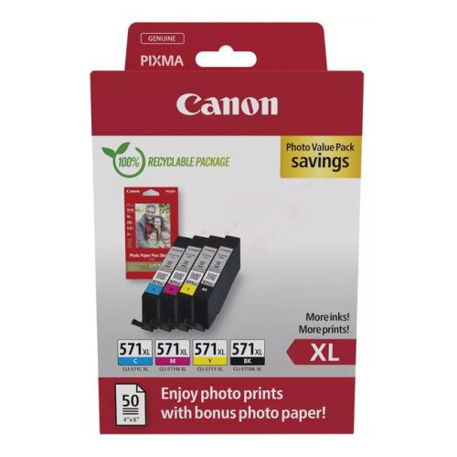 Canon atramentová náplň / fotopapier čierna / azúrová / magenta / žltý (0332C005 / CLI571XL) (multipack, high capacity)