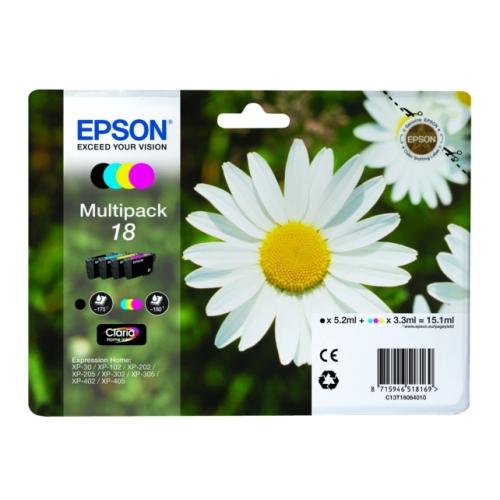 Epson atramentová náplň čierna / azúrová / magenta / žltý (C13T18064012 / 18) (multipack)