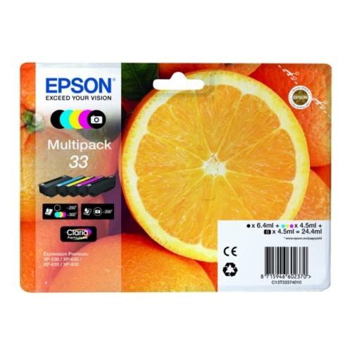 Epson atramentová náplň čierna / čierna fotografiagrafie / azúrová / magenta / žltý (C13T33374011 / 33) (multipack)