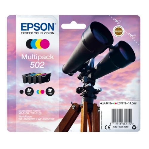 Epson atramentová náplň čierna / azúrová / magenta / žltý (C13T02V64010 / 502) (multipack)