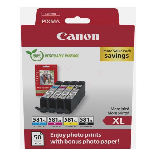 Canon atramentová náplň / fotopapier čierna / azúrová / magenta / žltý (2052C006 / CLI581XL) (multipack, high capacity)