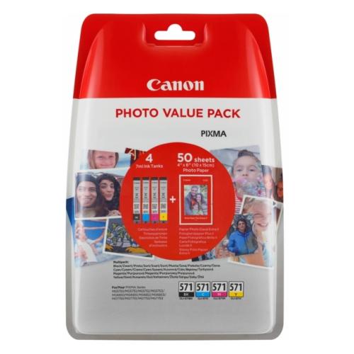 Canon atramentová náplň / fotopapier čierna / azúrová / magenta / žltý (0386C008 / CLI571) (multipack)