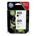 HP atramentová náplň čierna / farba (6ZD17AE / 305) (Dvojbalenie, multipack)