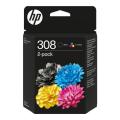 HP atramentová náplň čierna / farba (6L6S6UE / 308) (Dvojbalenie, multipack)